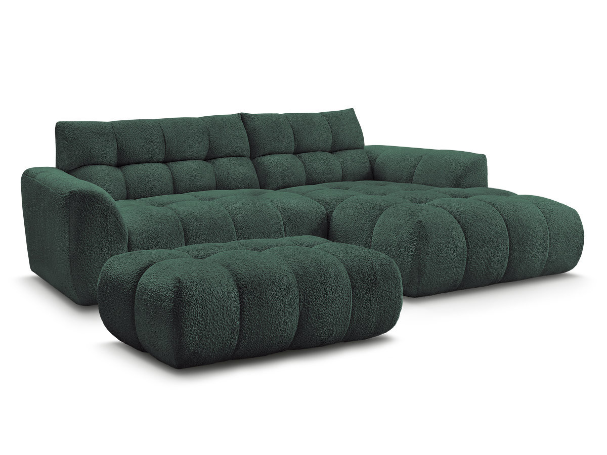 Bobochic Jaya Ecksofa mit Pouf Chenille Dunkelgrün Ecke rechts