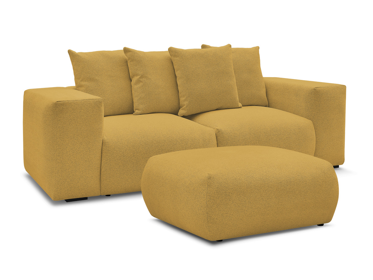 Bobochic Voltaire Sofa 4-Sitzer mit Pouf 248 × 100 cm Melange-Stoff Gelb