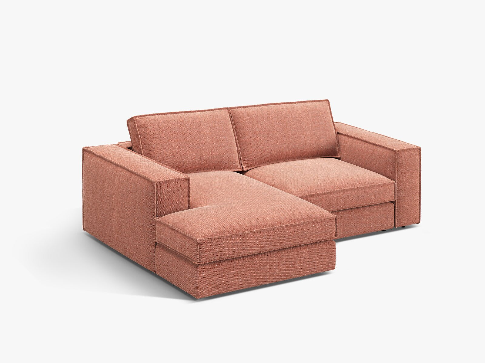 Micadoni modulares Ecksofa Pola 2-Sitzer kleine Version Links Strukturierter Stoff Babel Rot