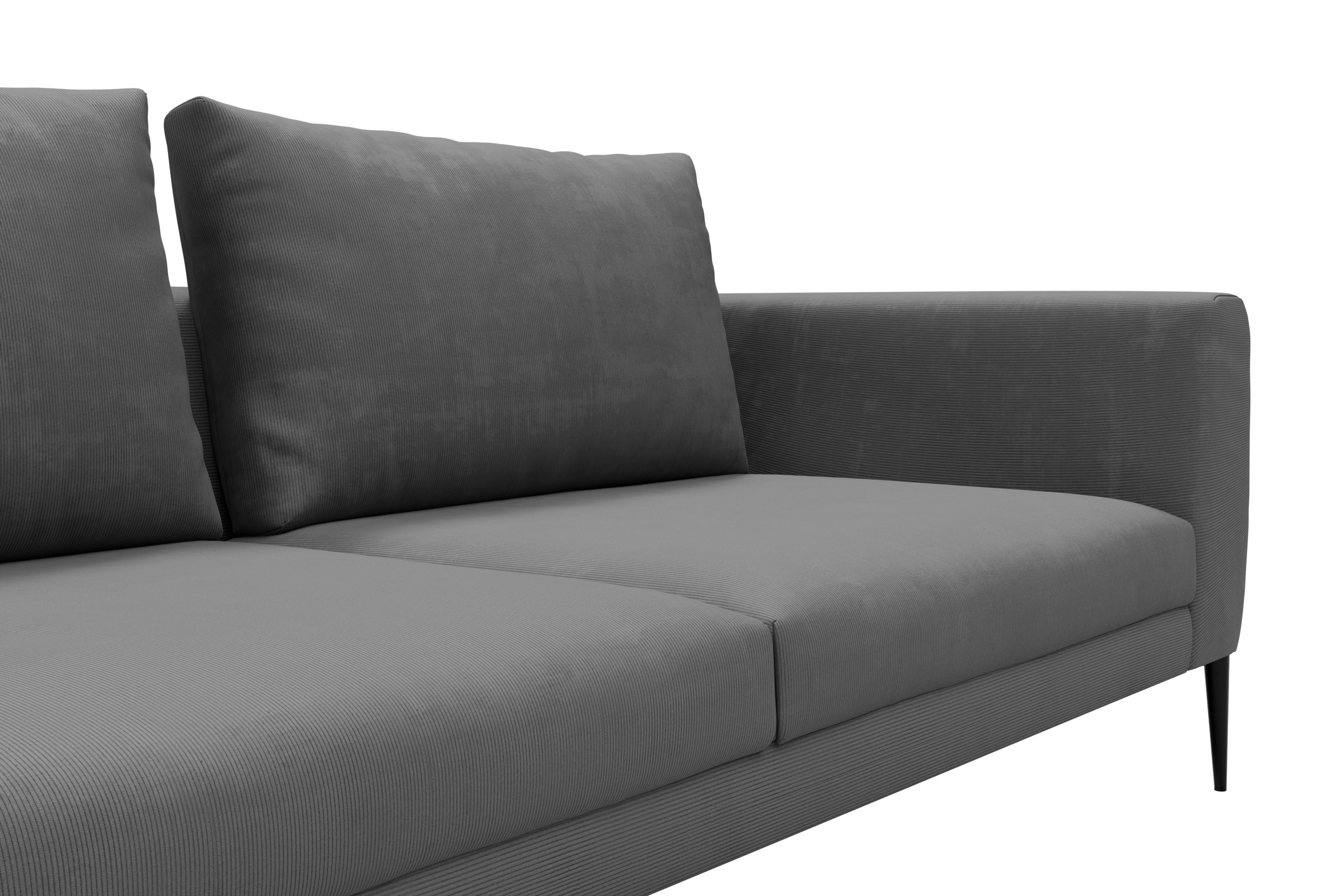 Ecksofa Paul Relax-Ecke rechts mit 2-Sitzer Cordufine-Grey