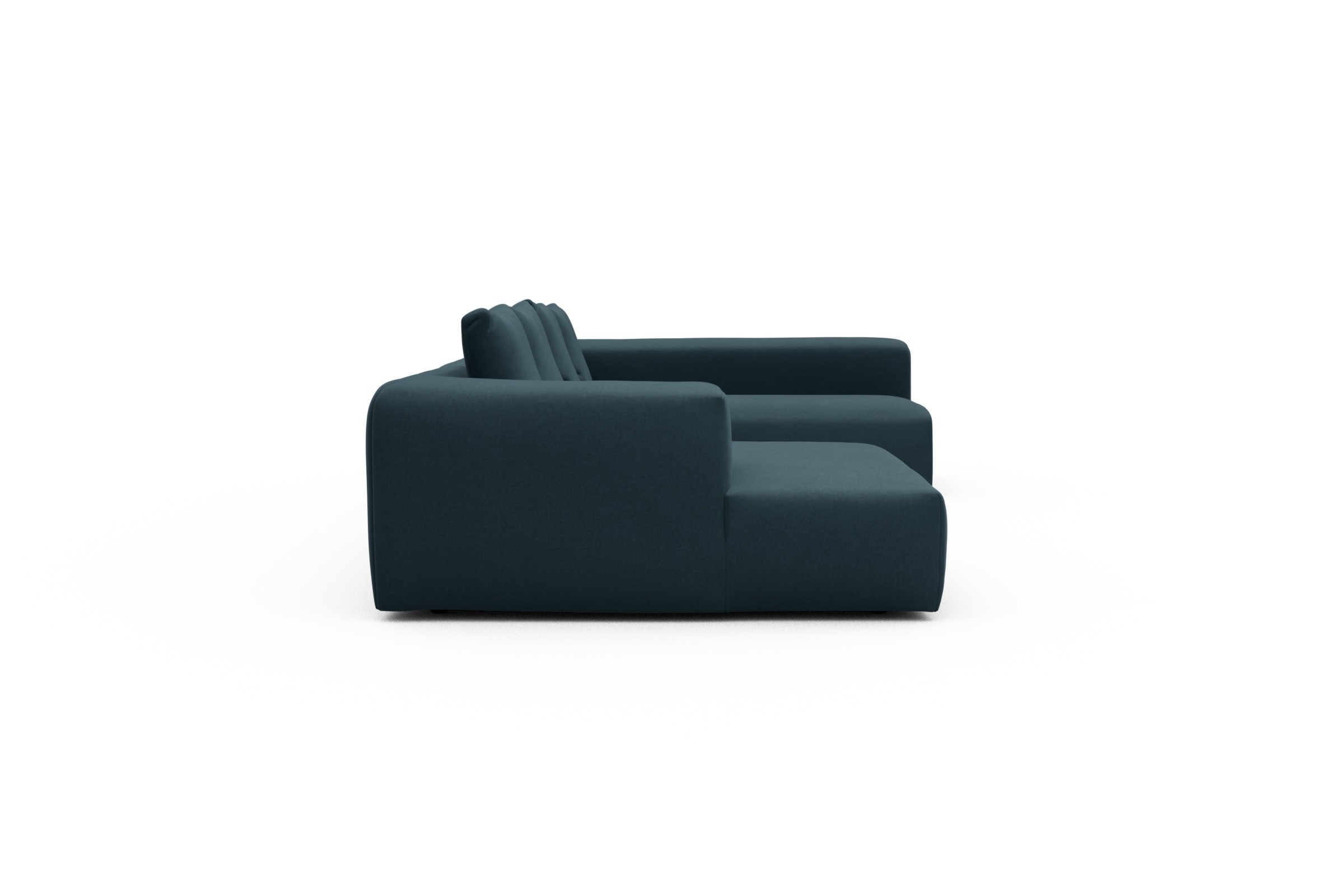 Wohnlandschaft Fred Chaiselongue links mit 2-Sitzer und lange Armlehne rechts Satya-Indigo