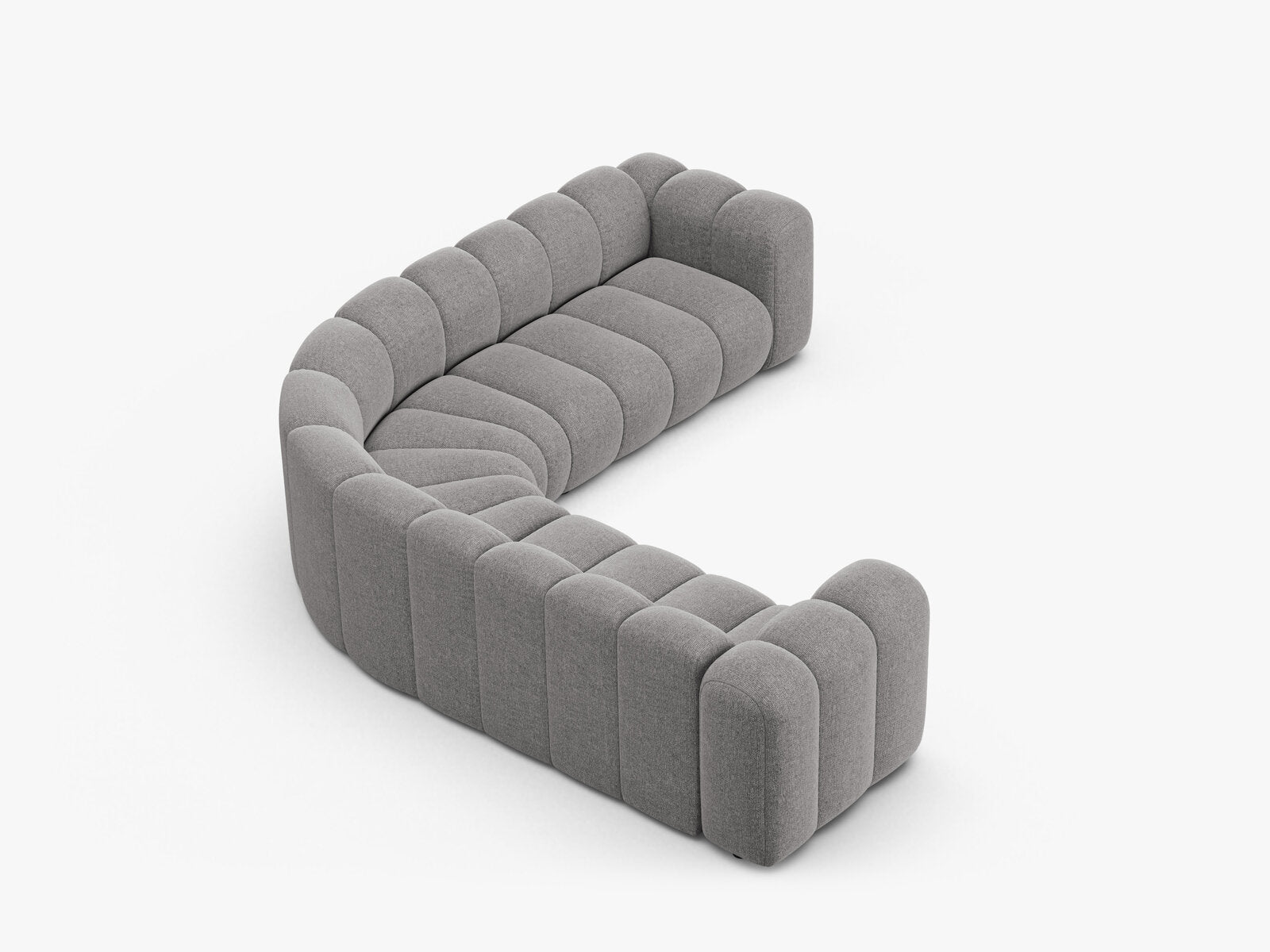 Micadoni symmetrisches Ecksofa Lupine 5-Sitzer mittelgroß Chenille Eden Hellgrau