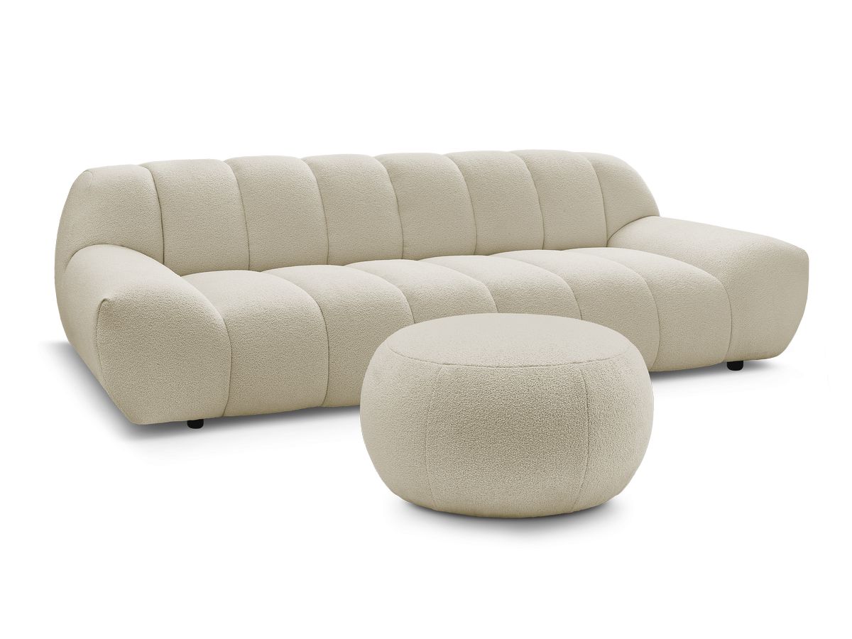Bobochic Hayden Sofa 4-Sitzer mit Pouf Bouclé-Stoff Beige