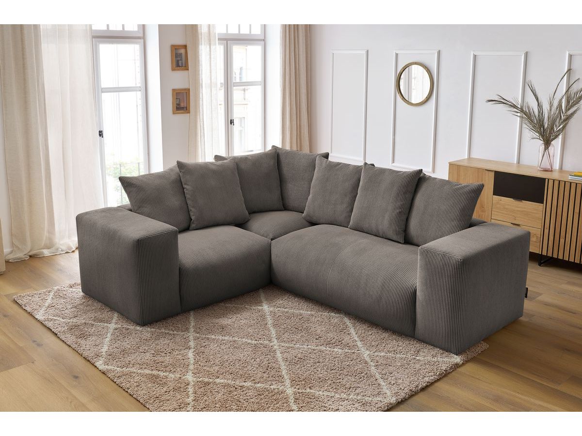 Bobochic Voltaire Ecksofa 268 × 214 cm Cordsamt Taupe Ecke links