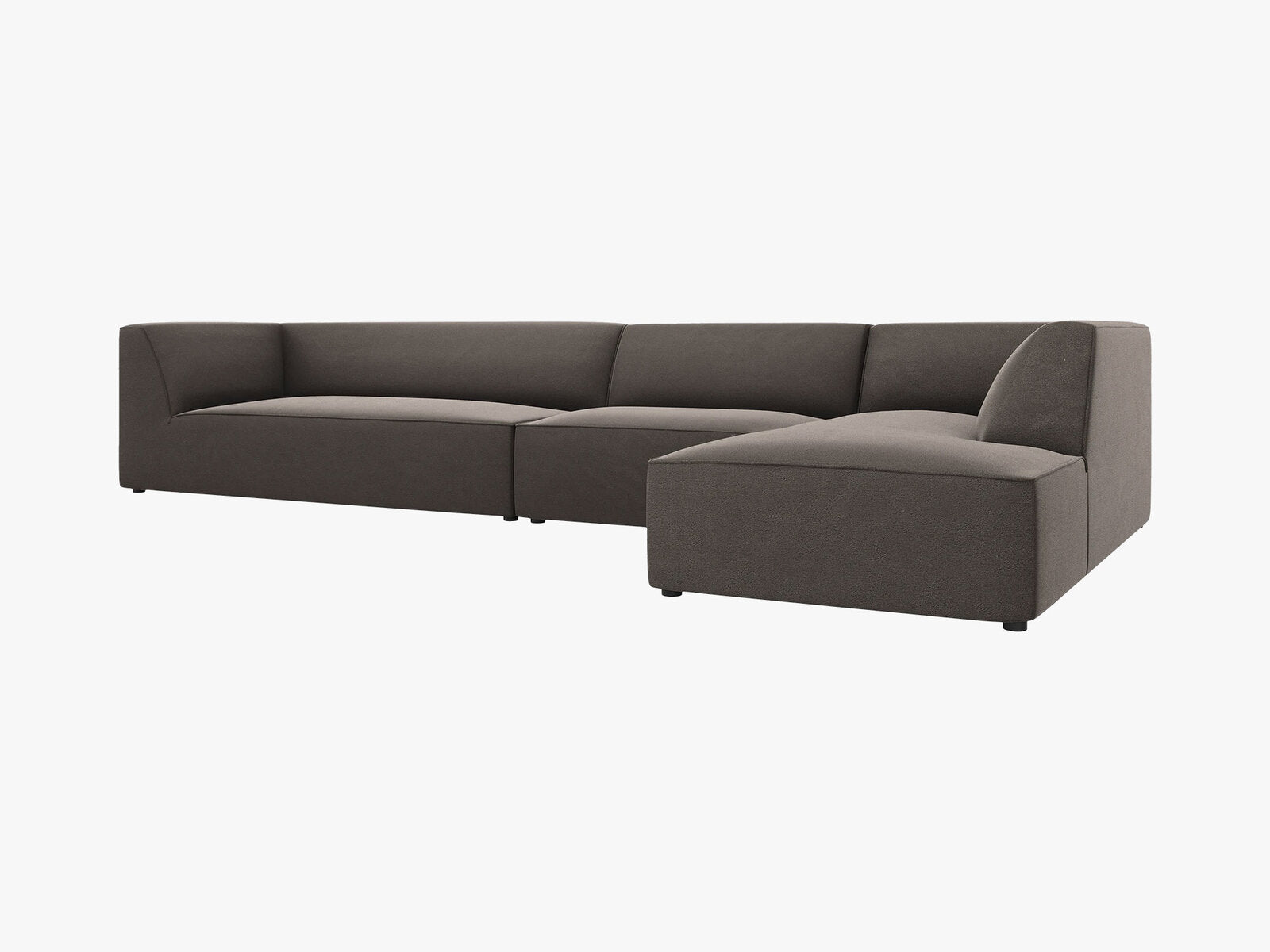 Micadoni Ecksofa Ruby 5-Sitzer Rechts Samt Salvador Dunkelgrau