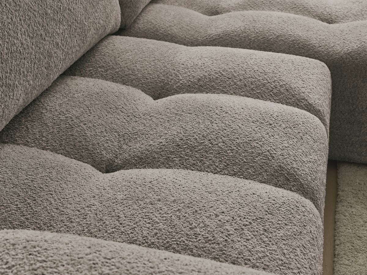 Bobochic Anakin Ecksofa, 2 Kissen Bouclé-Stoff Braun