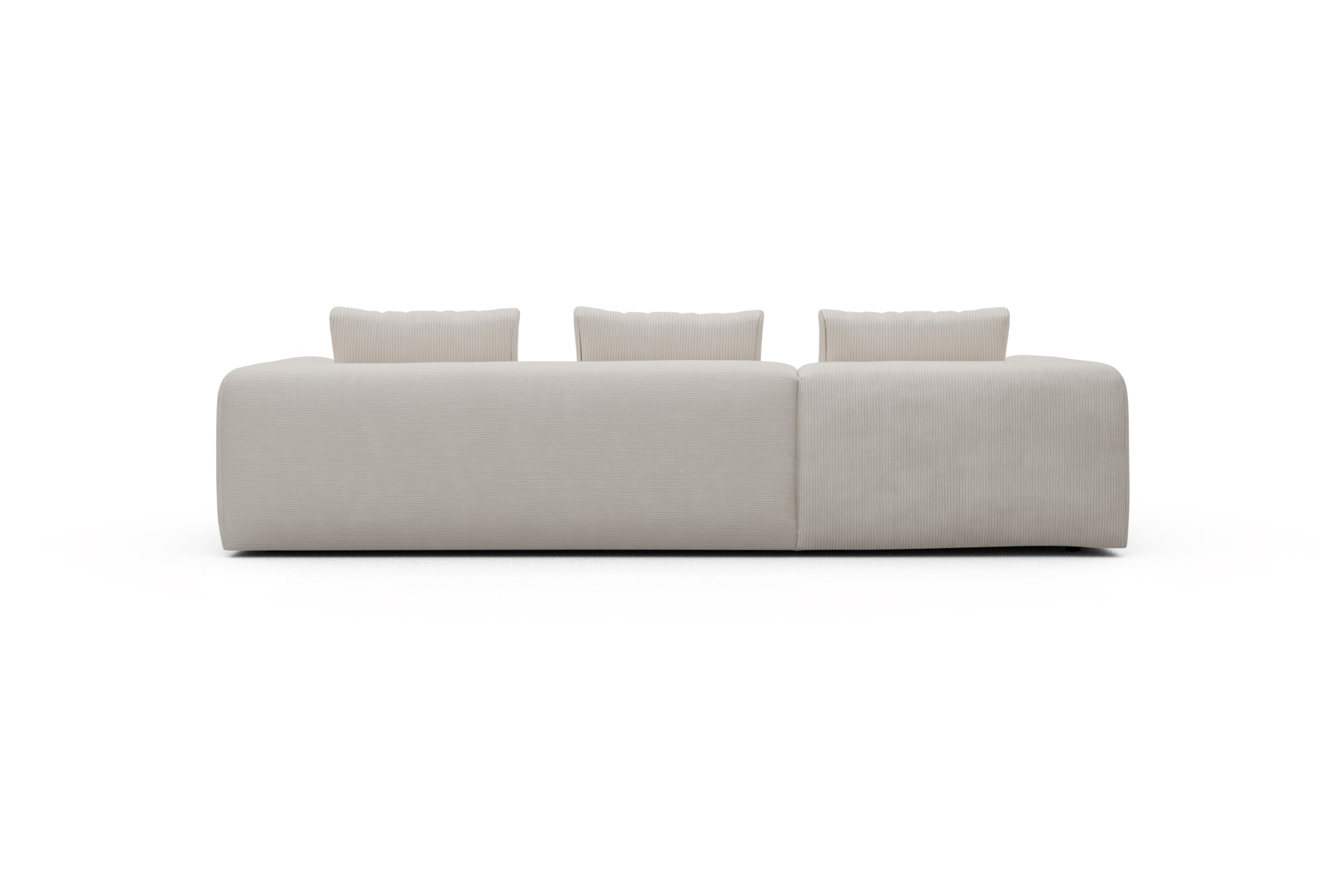 Ecksofa Fred Chaiselongue links mit 2,5-Sitzer Corduroy-Ivory