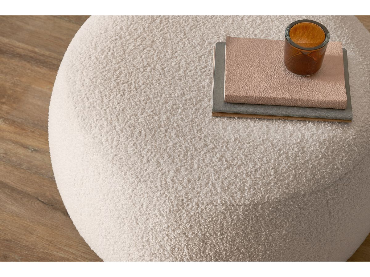 Bobochic Envy Schlafsofa 3-Sitzer mit Bettkasten und rundem Pouf Bouclé-Stoff Beige