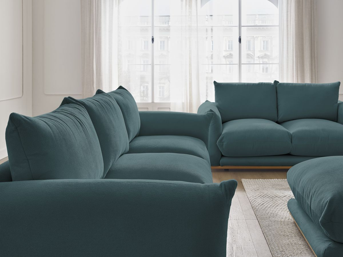 Bobochic Ernest Sofa 6-Sitzer mit Pouf Stoff Dunkelblau