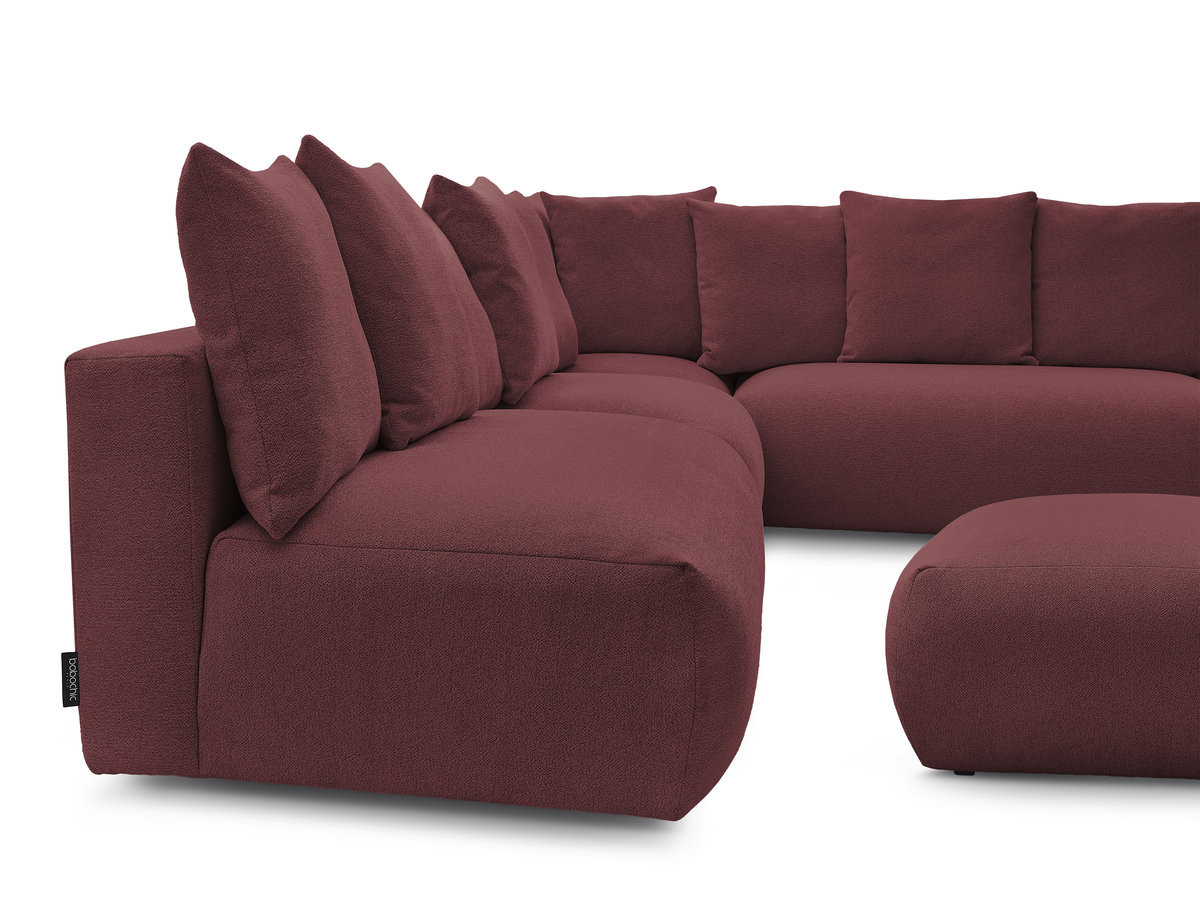 Bobochic Voltaire Ecksofa mit Pouf 322 × 268 cm Melange-Stoff Rot Ecke rechts