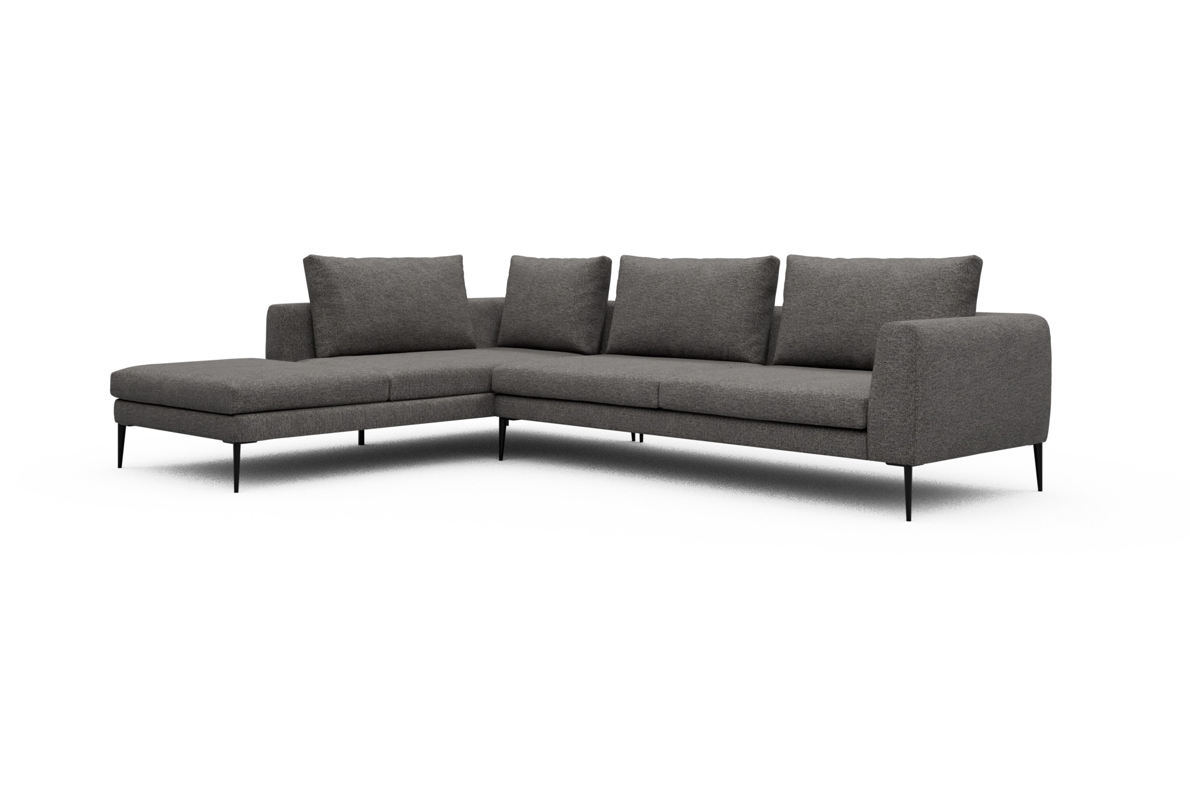 Ecksofa Paul Relax-Ecke rechts mit 3-Sitzer Carreno-Salt-and-Pepper