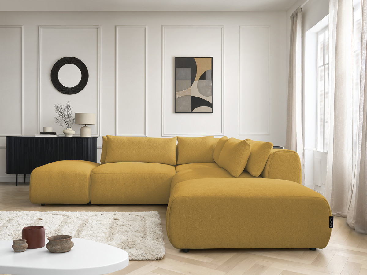 Bobochic Jana Ecksofa Melange-Stoff Gelb
