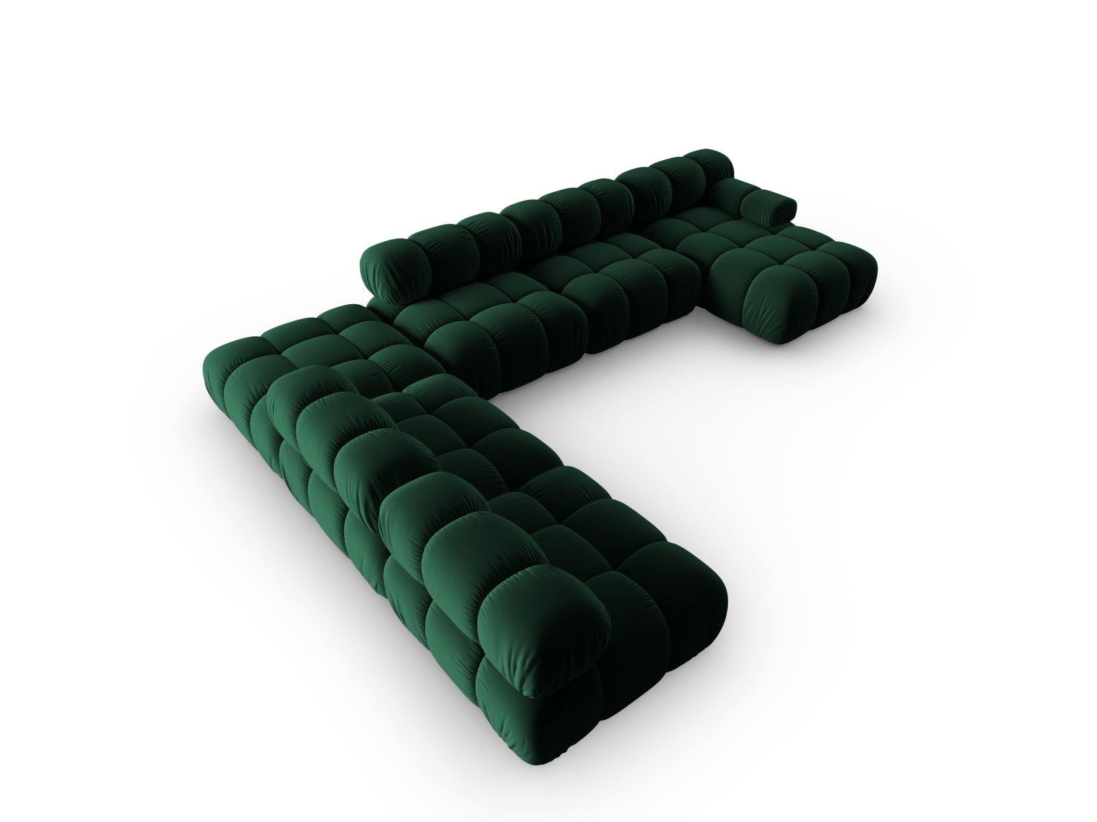 Micadoni Modulares Panorama Ecksofa Bellis 7-Sitzer Links Samt Bluvel Flaschengrün