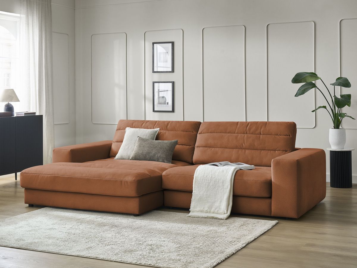 Bobochic Sierra Ecksofa Samt Orange Ecke links
