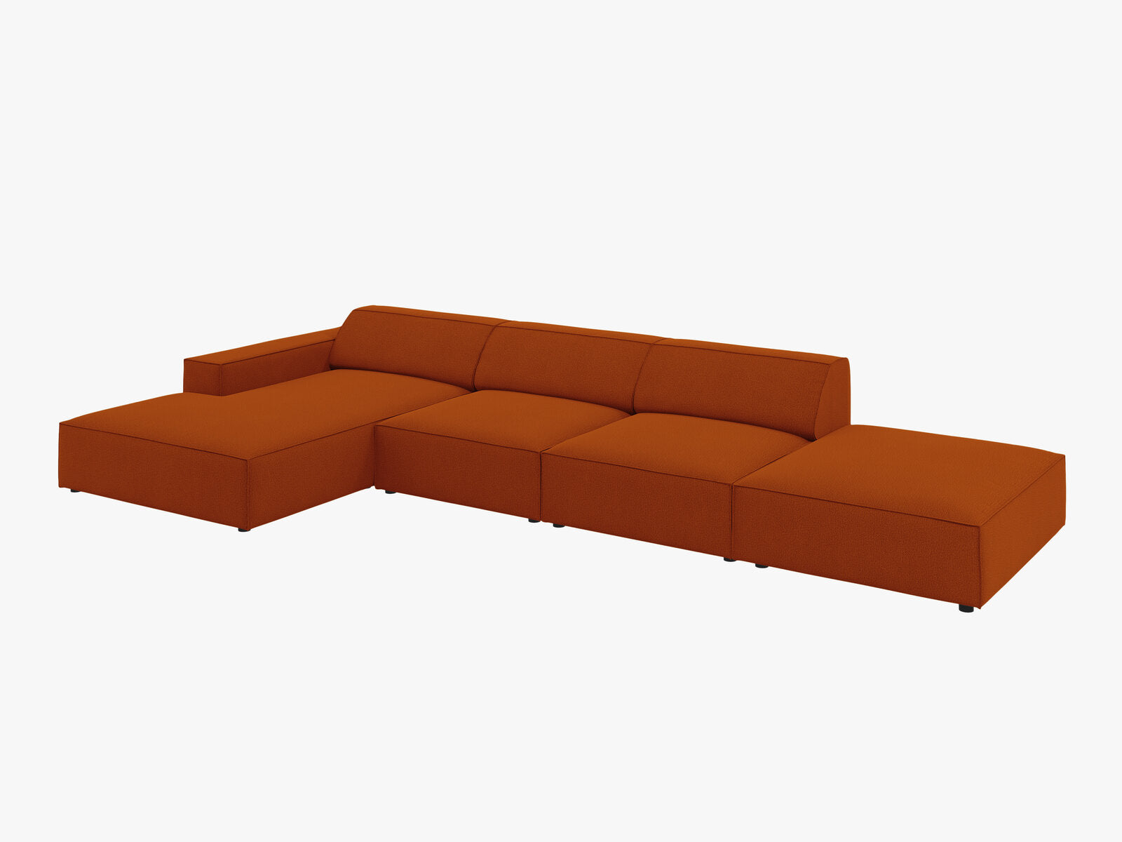 Micadoni Ecksofa Jodie 5-Sitzer Links Strukturierter Stoff Megan Terrakotta