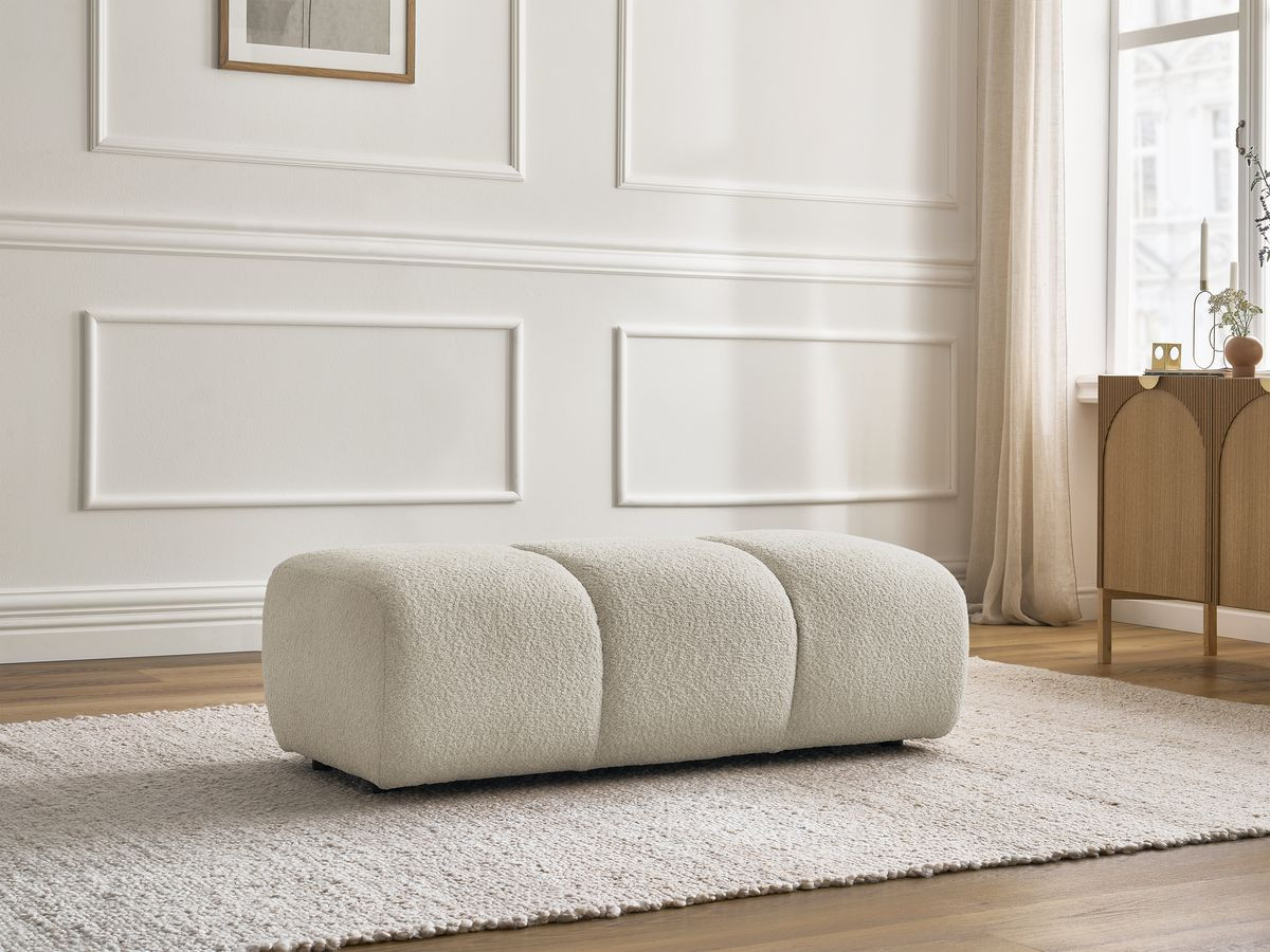 Bobochic Pamira Pouf Bouclé-Stoff Beige