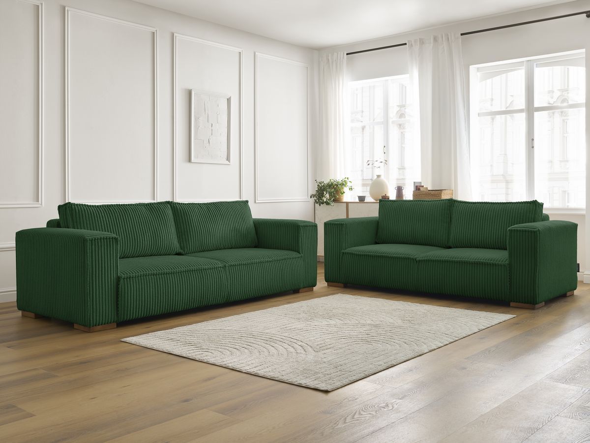 Bobochic Chelsea Sofa 5-Sitzer Breitcord weich Grün