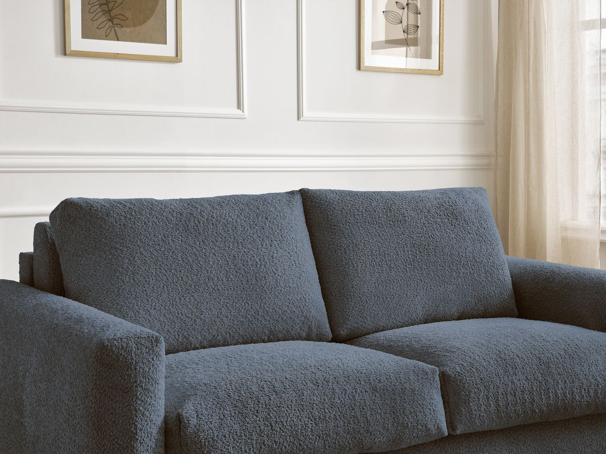 Bobochic Cocoone Schlafsofa 3-Sitzer Bouclé-Stoff Dunkelblau, Liegefläche 160 × 200 cm