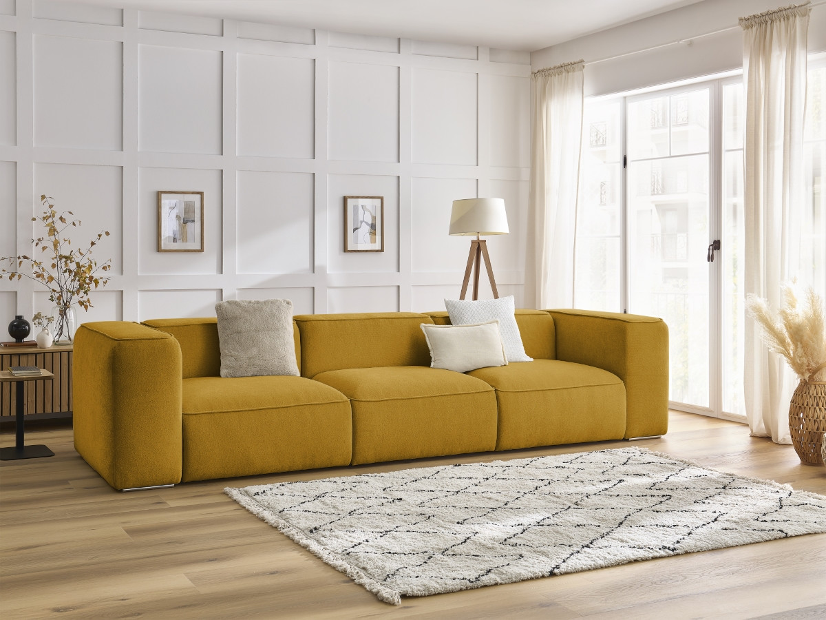 Bobochic Zephyr Sofa 3-Sitzer Strukturstoff Gelb