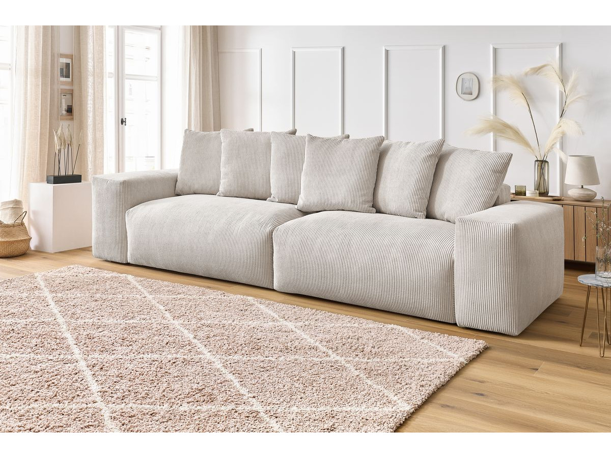 Bobochic Voltaire Sofa 4-Sitzer 320 × 124 cm Cordsamt Beige