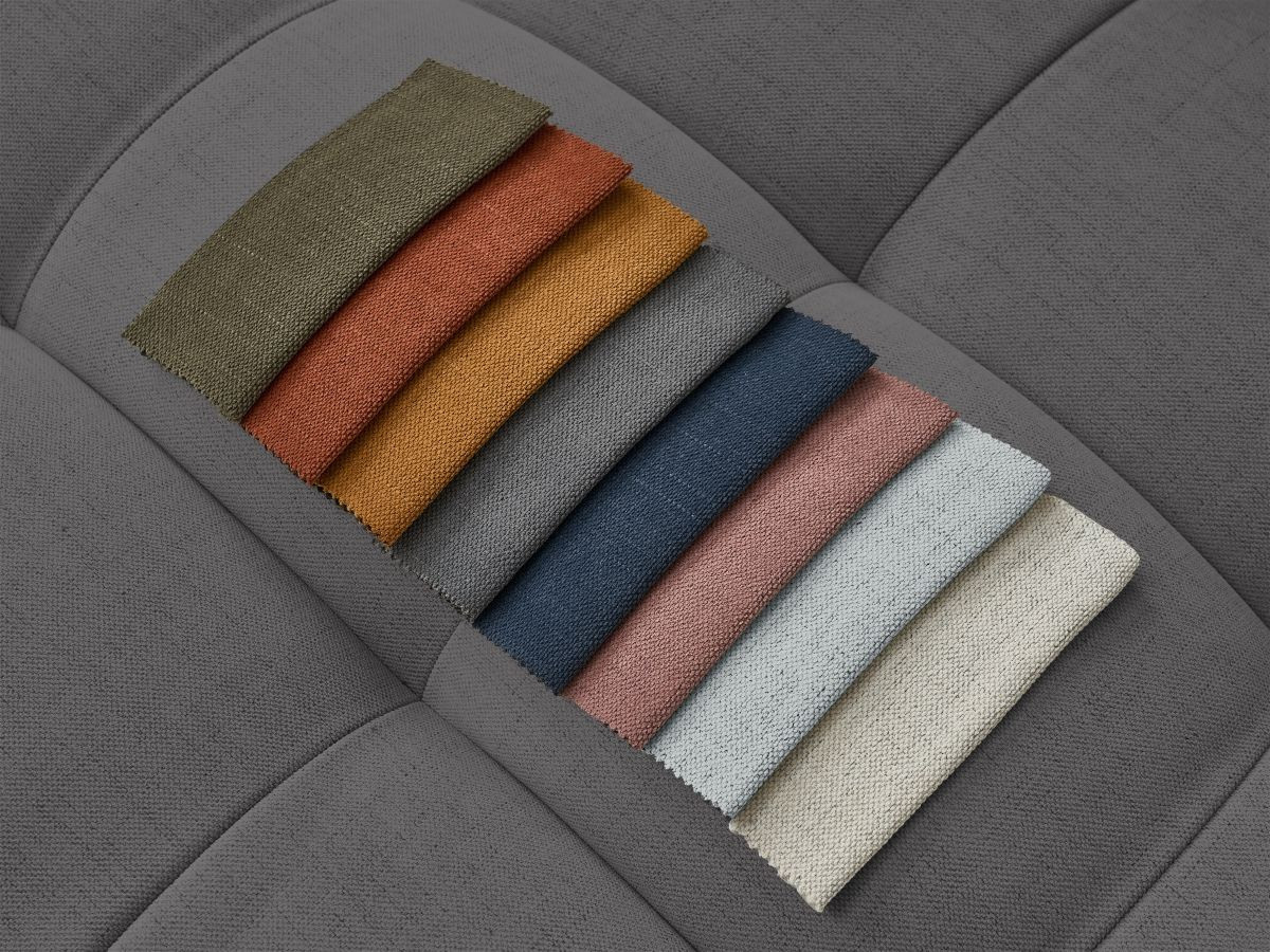 Bobochic Cloud Ecksofa mit Pouf 288 × 184 cm Stoff Dunkelgrau Ecke rechts