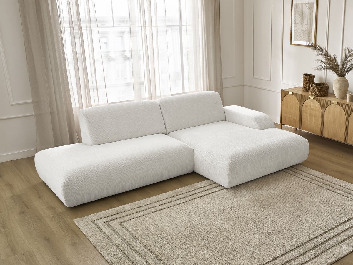Bobochic Sirius Ecksofa 300 × 170 cm Strukturstoff Weiß Ecke rechts