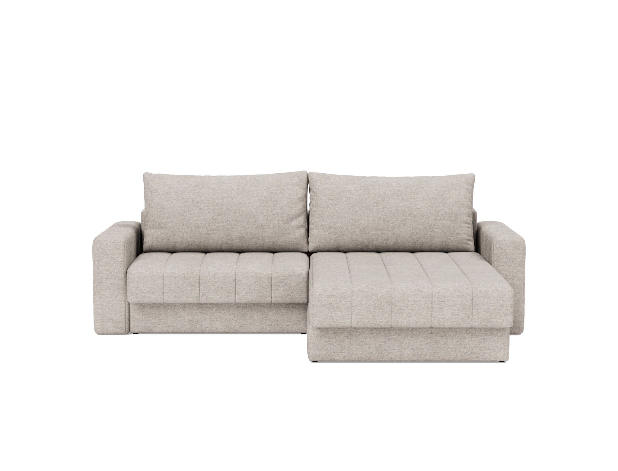 Schlafsofa Akello mit Chaiselongue und Armlehnen Chenille Yuveno 471-Sand