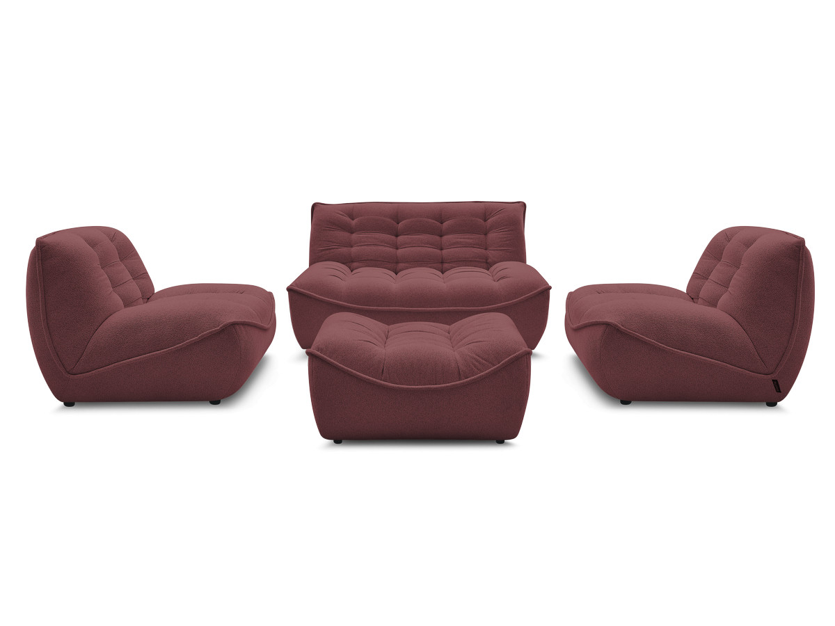 Bobochic Serena Sofa 4-Sitzer mit Pouf Melange-Stoff Rot