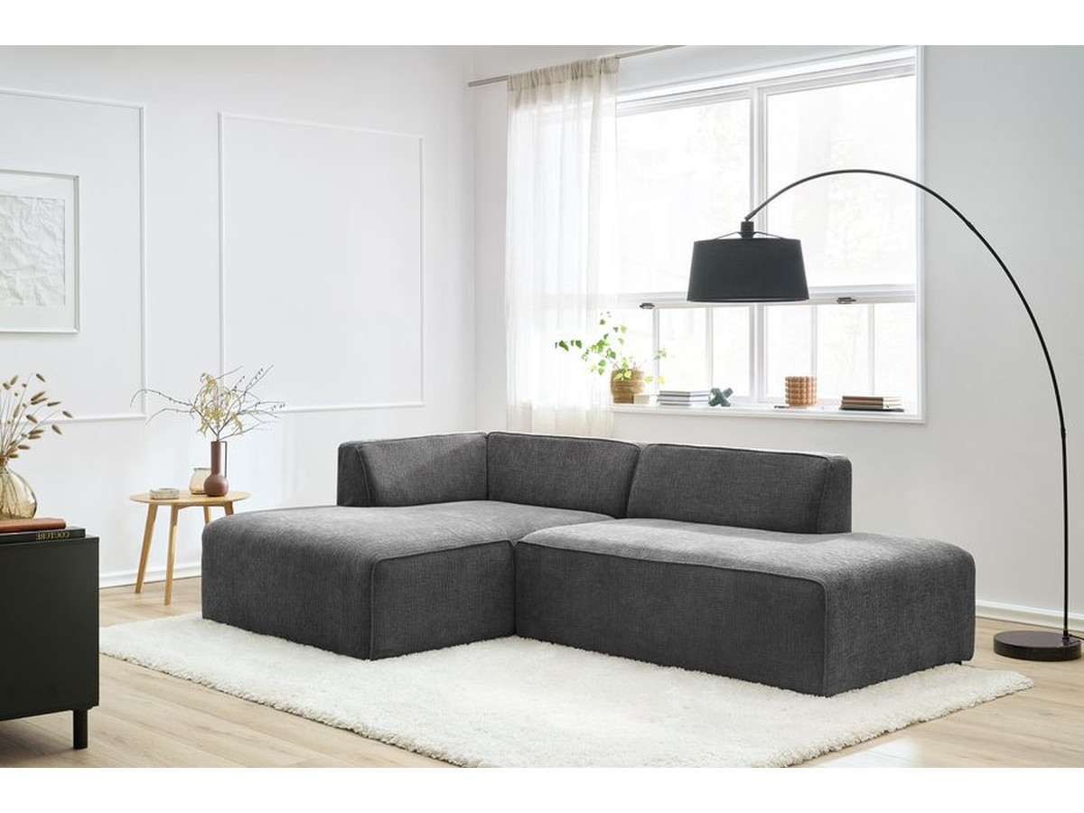 Bobochic Megeve Ecksofa Strukturstoff Dunkelgrau Ecke links