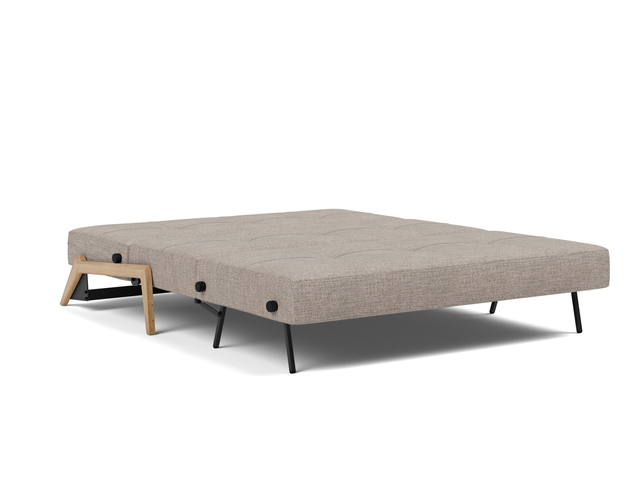 Schlafsofa Cubed 160 Chenille Yuveno 472-Warm-Grey Beine Eiche