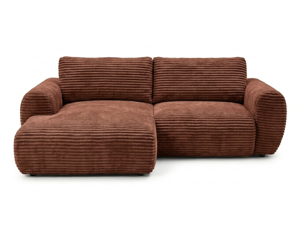Bobochic Lucien Ecksofa mit Schlaffunktion und Bettkasten Breitcord weich Orange Ecke links