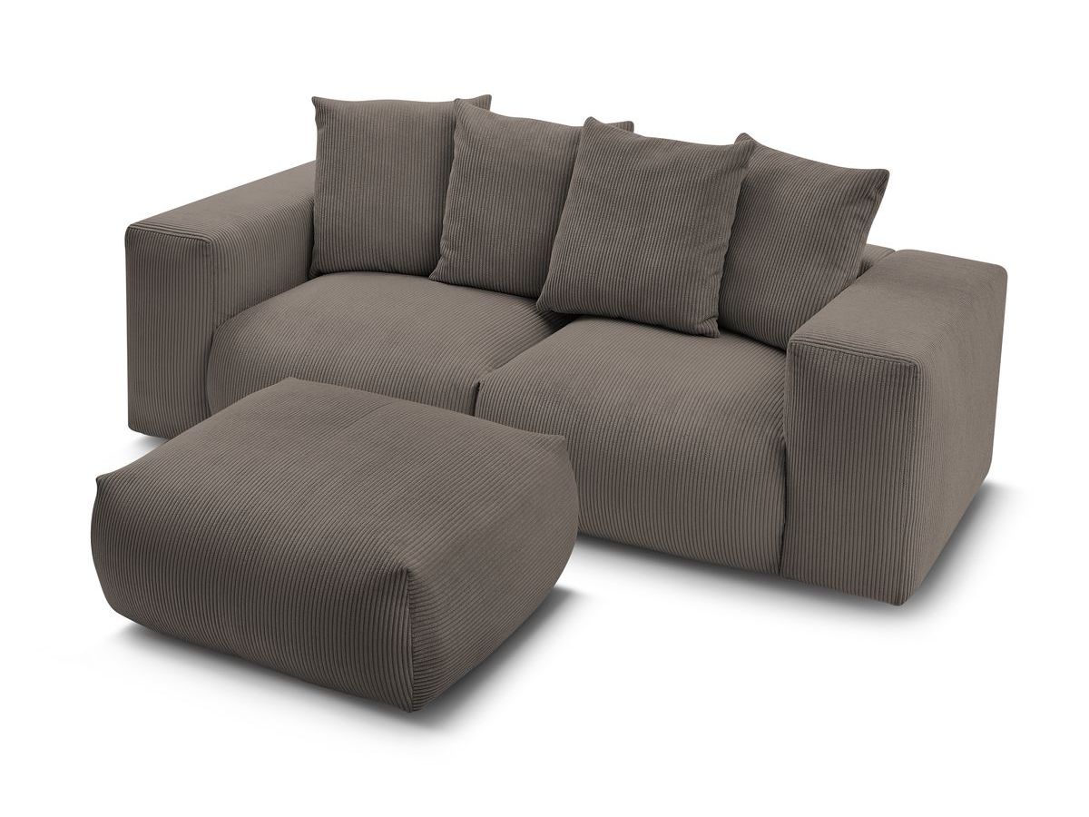 Bobochic Voltaire Sofa 4-Sitzer mit Pouf 248 × 100 cm Cordsamt Taupe