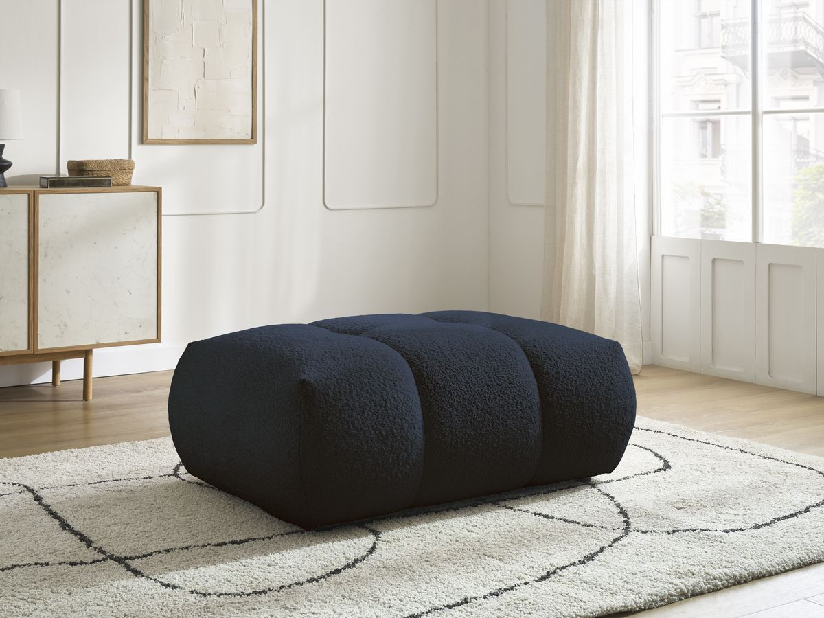 Bobochic Fuji Pouf Bouclé-Stoff Dunkelblau