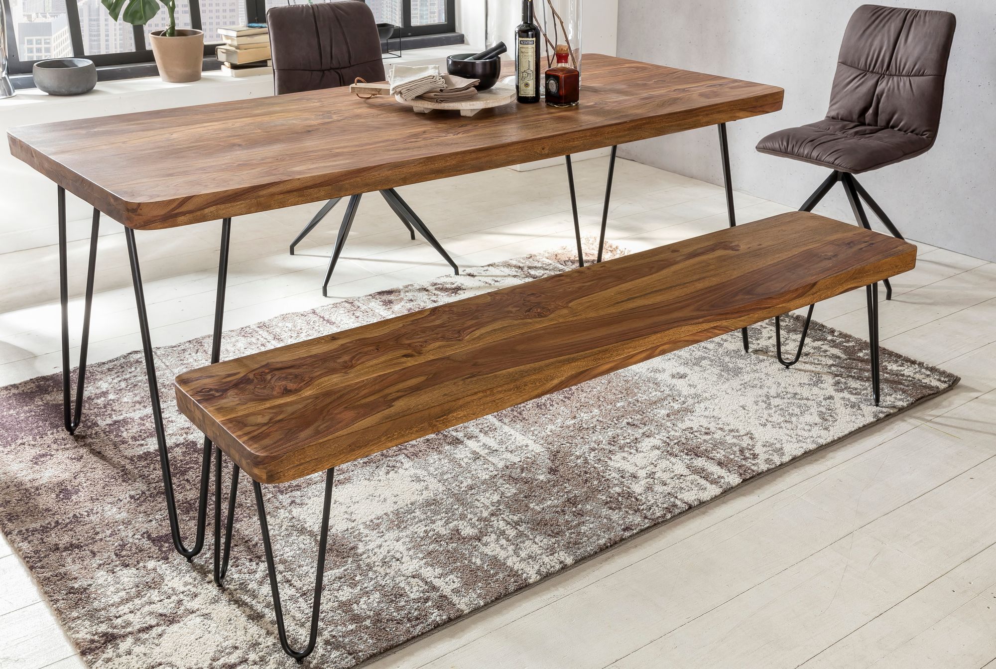 Sitzbank Agdenes Massivholz Dunkelbraun 120 cm