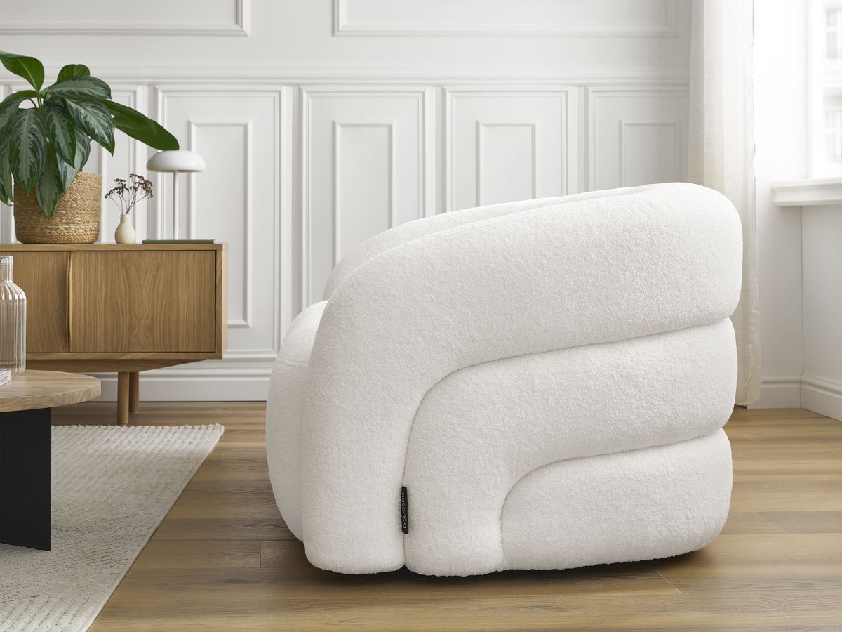 Bobochic Elina Sofa 2-Sitzer Bouclé-Stoff Weiß