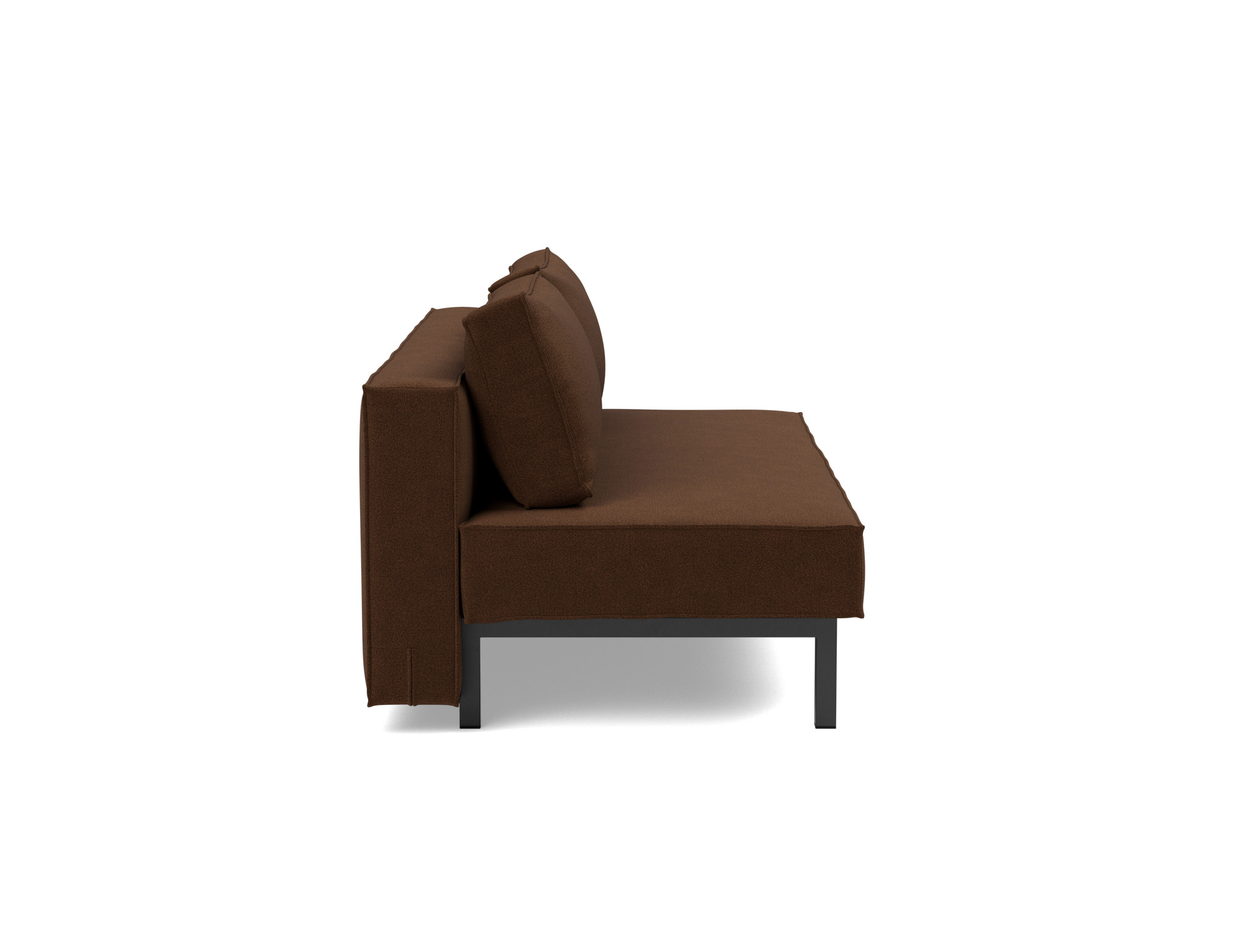 Schlafsofa Sly Strukturierter Stoff Taura 359-Cappuccino Beine Schwarzes Metall