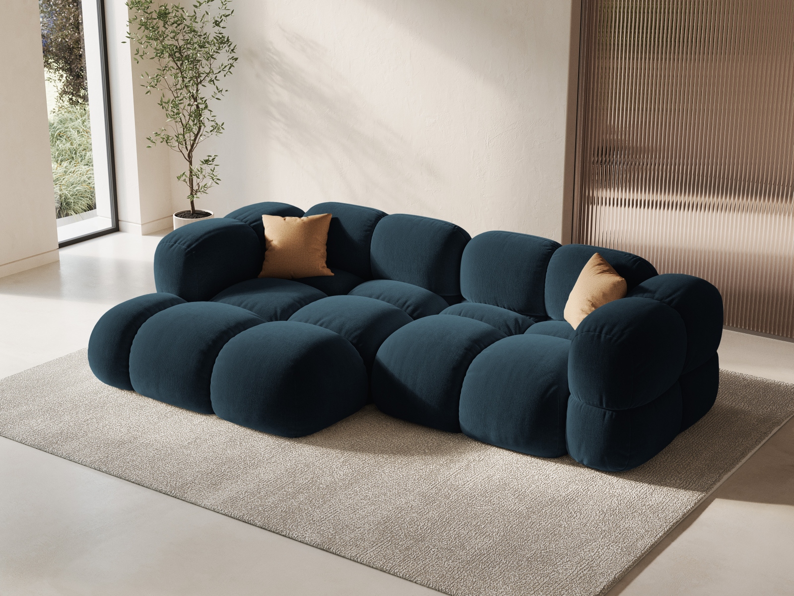 Cosmopolitan Design Ecksofa Loretto 3-Sitzer Samt Vogue Tiefes Petrol Links