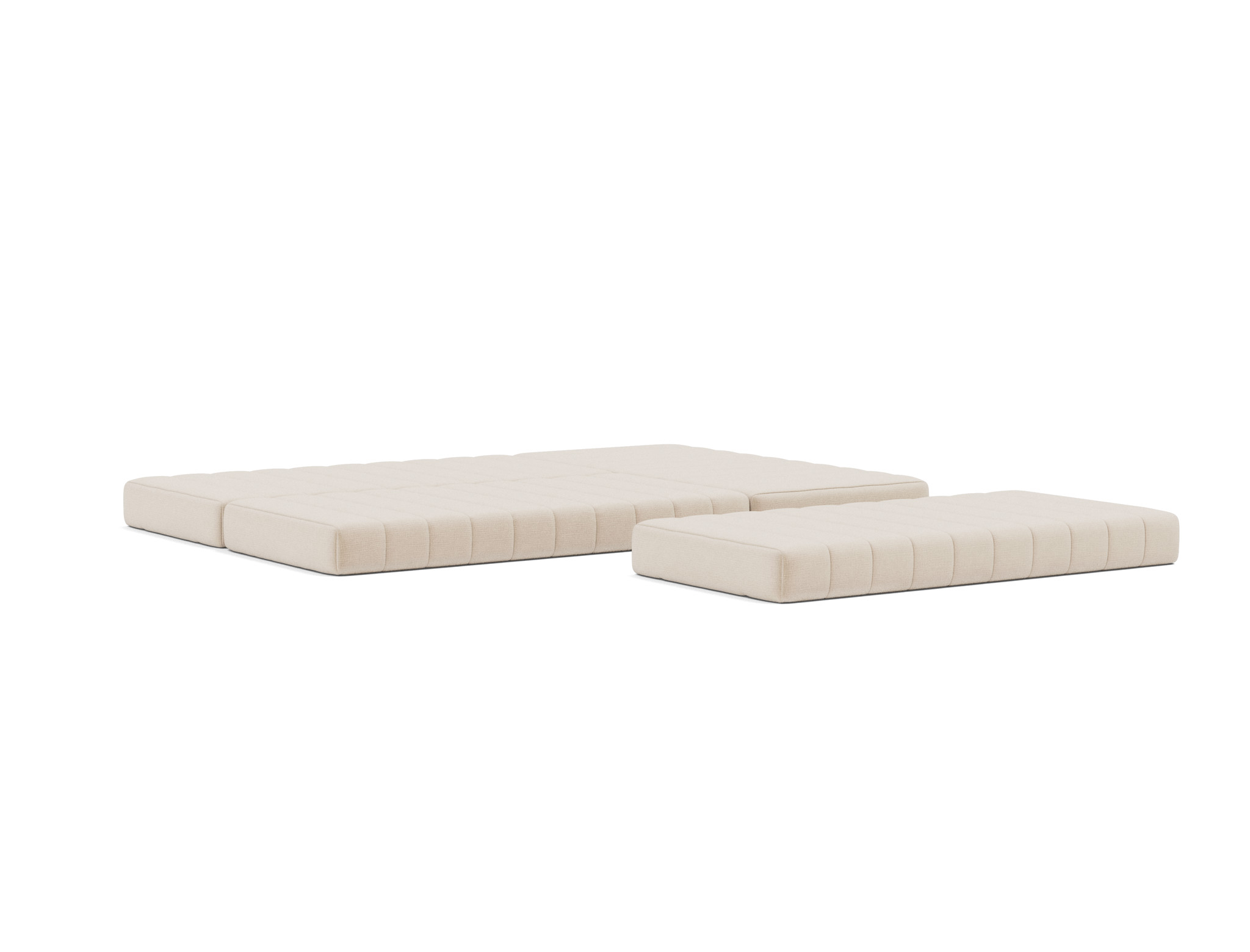 Eck-Schlafsofa CozyPad L-Form mit Armlehne Chenille Esina 410-Almond-Beige