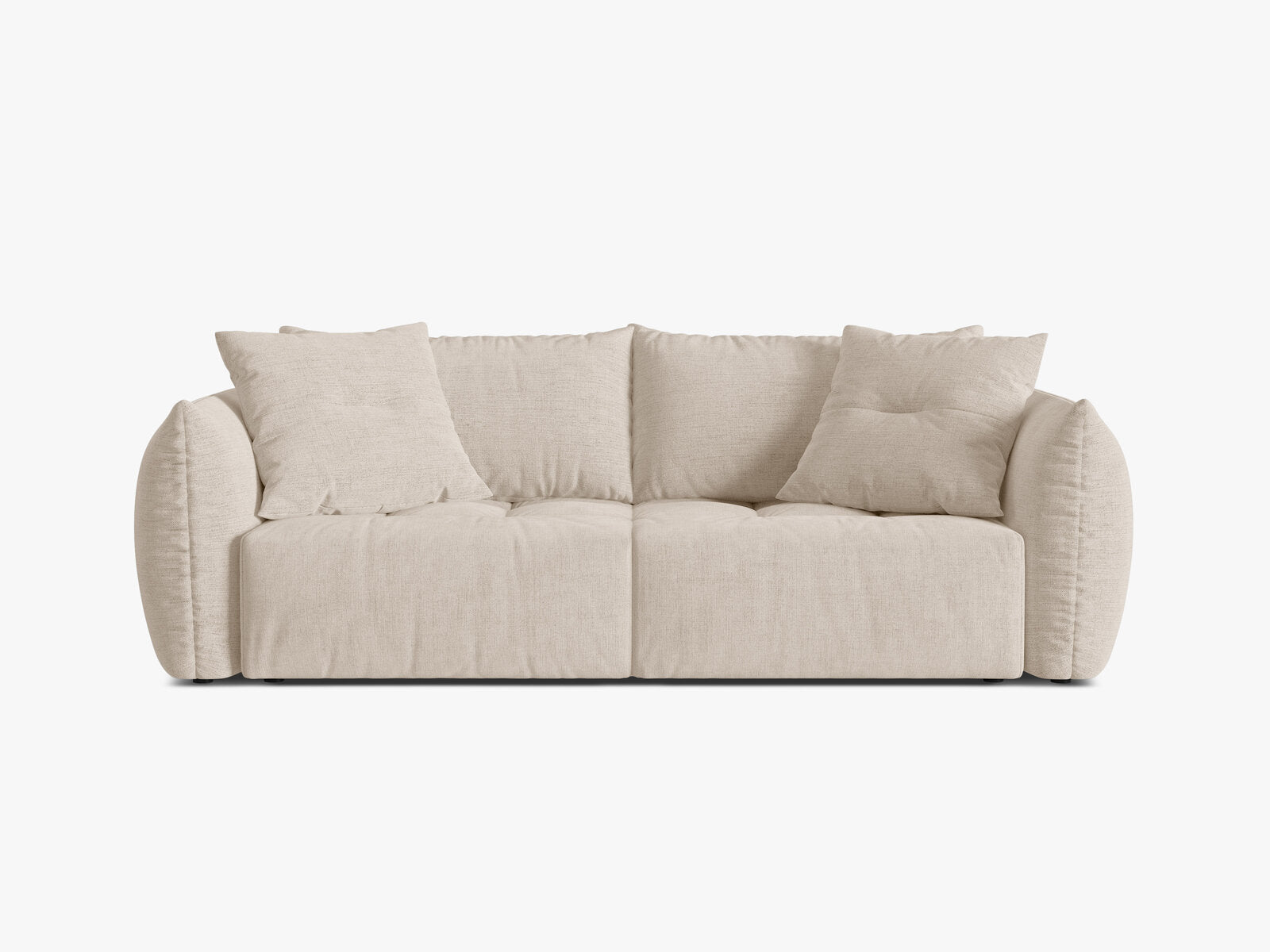 Micadoni Bloom Schlafsofa 3-Sitzer mit Bettkasten Strukturierter Stoff Wind Helles Beige