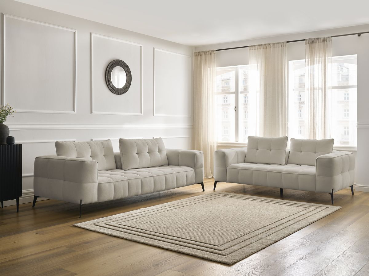 Bobochic Anis Sofa-Set 3- und 2-Sitzer Strukturstoff Beige