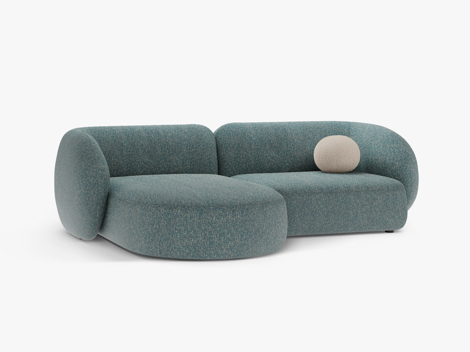 Micadoni Ecksofa Kate 2-Sitzer Links Strukturierter Stoff Blau Melange