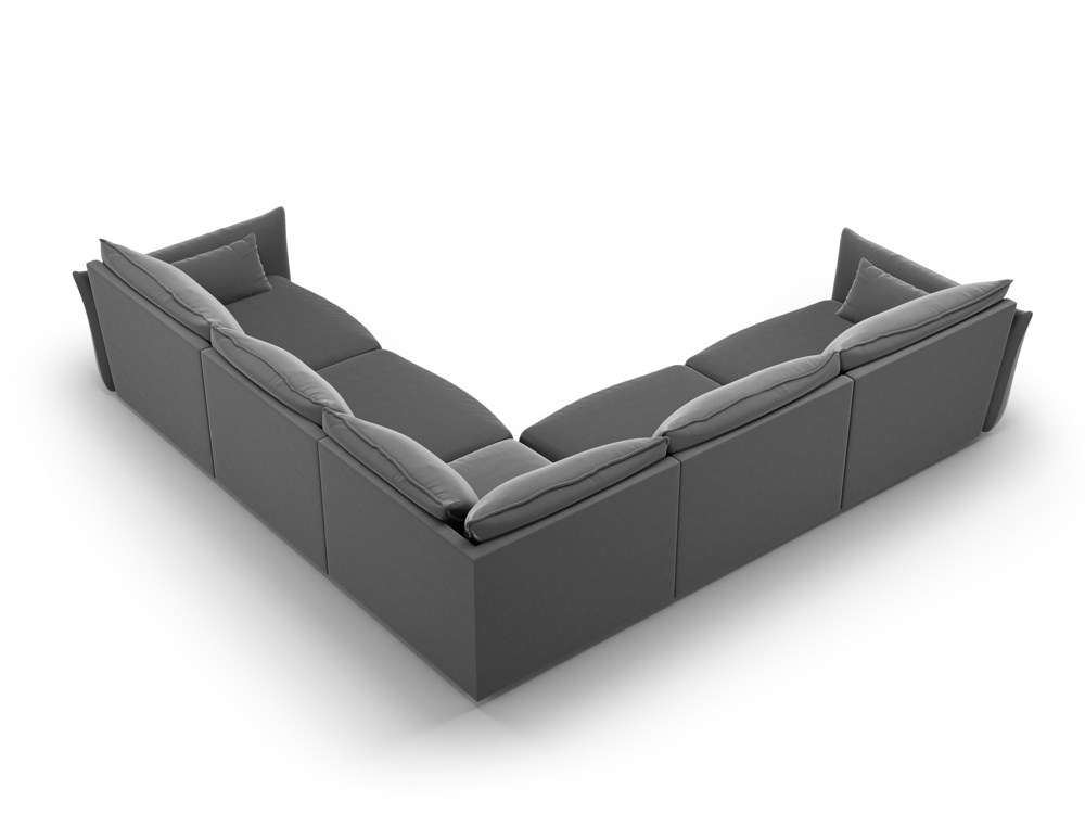 Cosmopolitan Design Symmetrisches Ecksofa Matera 7-Sitzer Samt Salvador Dunkelgrau