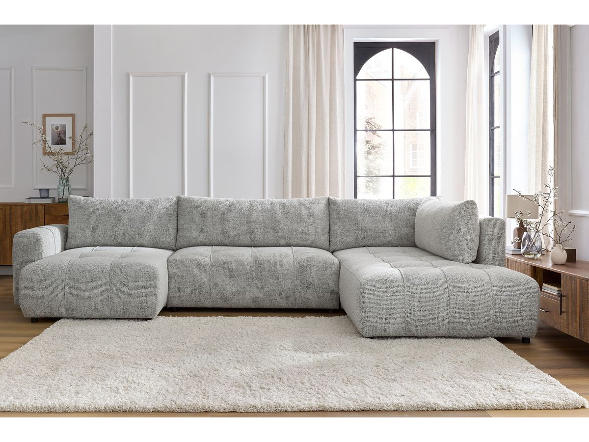 Bobochic Arsene Wohnlandschaft Melange-Stoff Hellgrau Ecke links