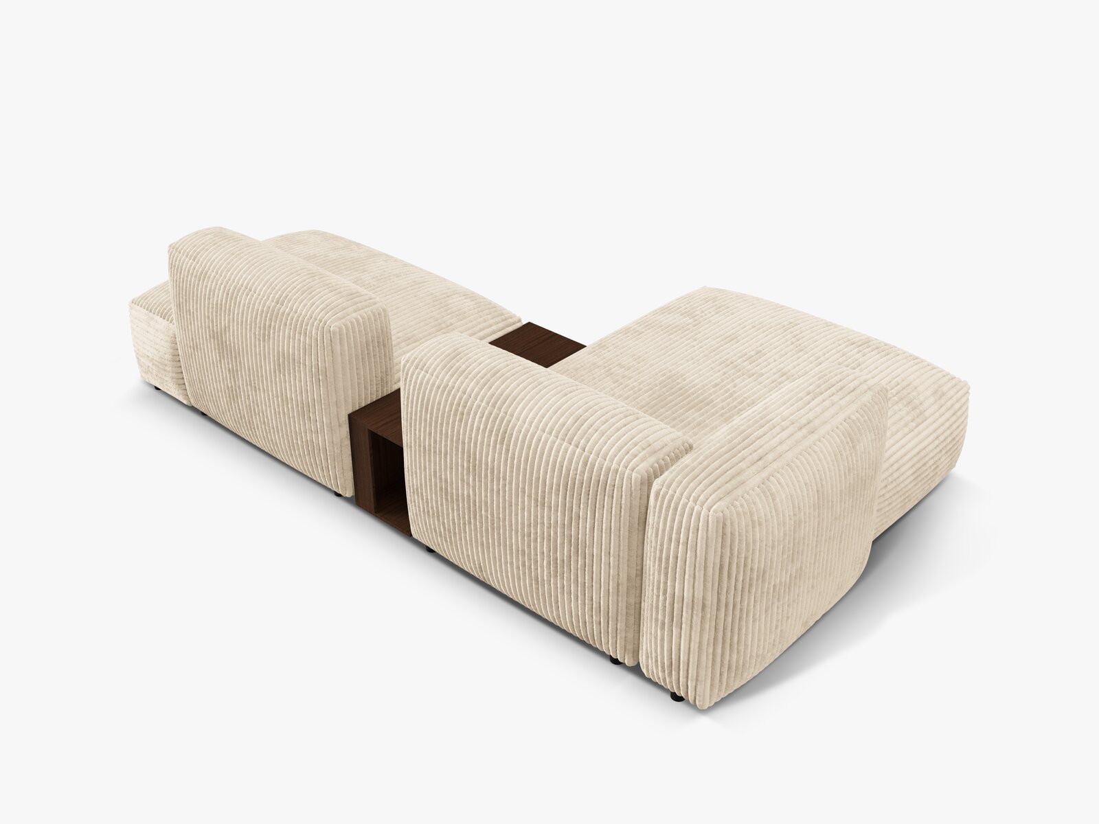 Micadoni Ecksofa Martina 2-Sitzer mit Couchtisch Links Kord Helles Beige