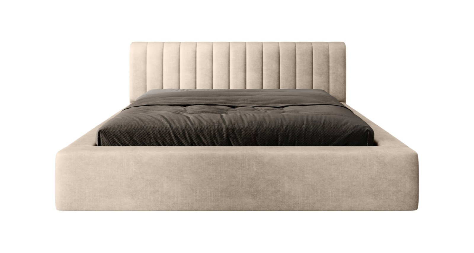 Polsterbett Faroa Samtstoff 140x200 mit Metallrahmen Macau Sand