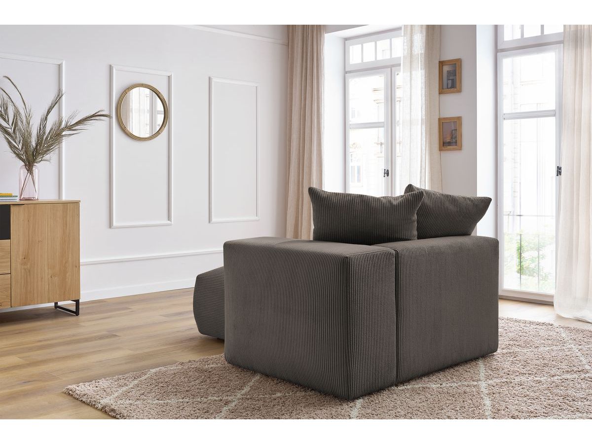 Bobochic Voltaire Méridienne-Modul Cordsamt Taupe Ecke rechts
