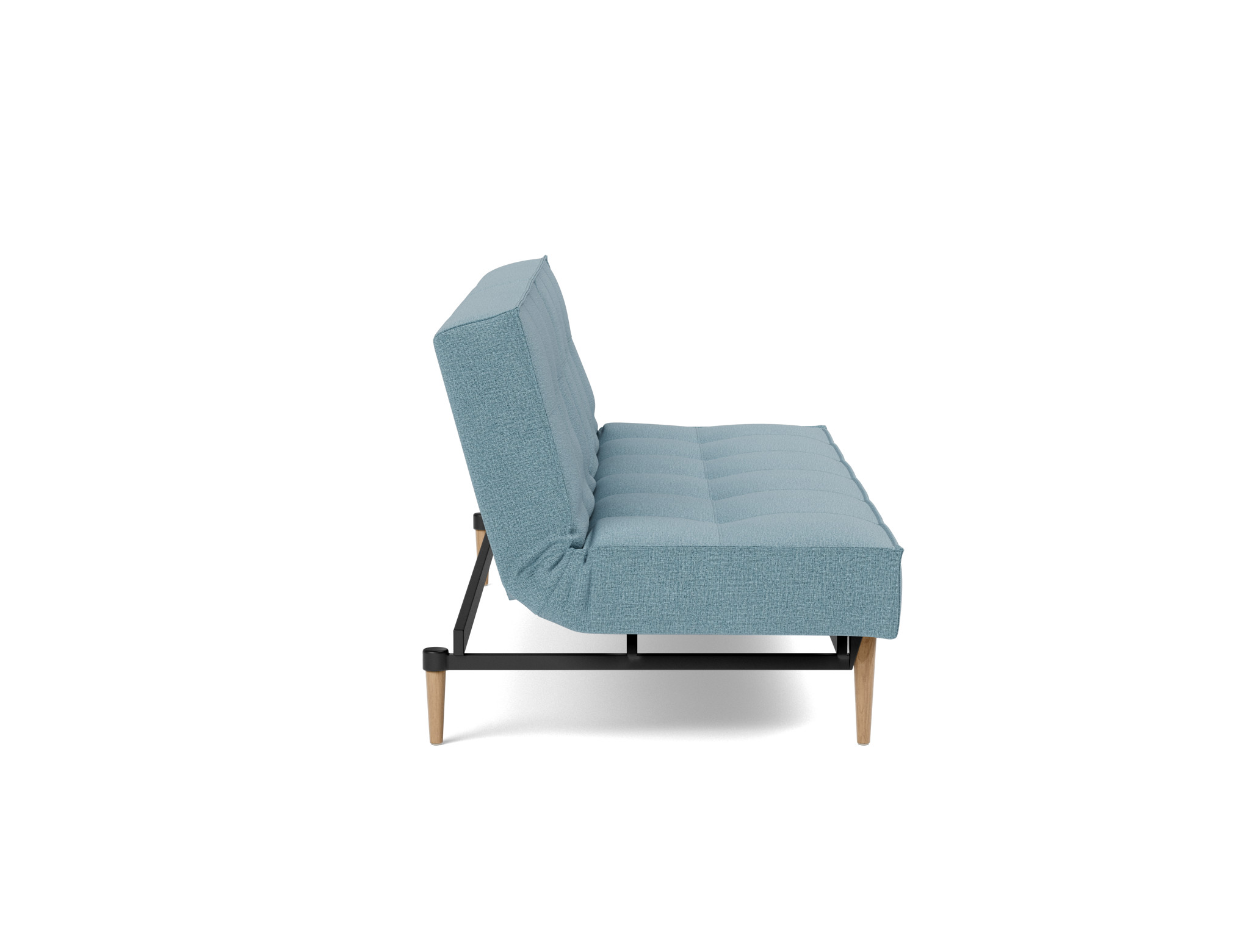 Schlafsofa Splitback Flachgewebe Mixed Dance 525-Light-Blue Beine Styletto Eiche hell