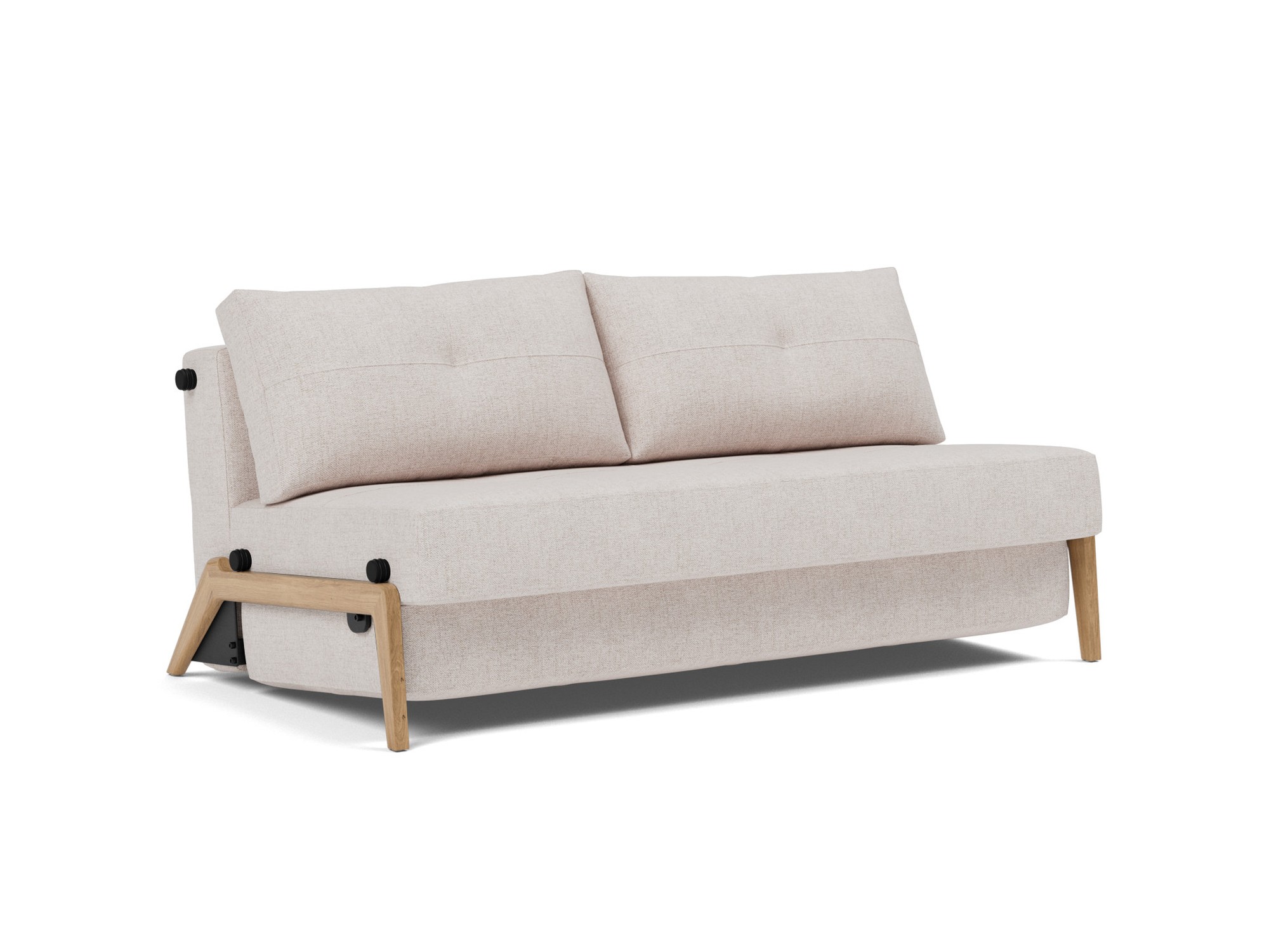 Schlafsofa Cubed 160 Strukturierter Stoff Weda 300-Weda-Sand Beine Eiche