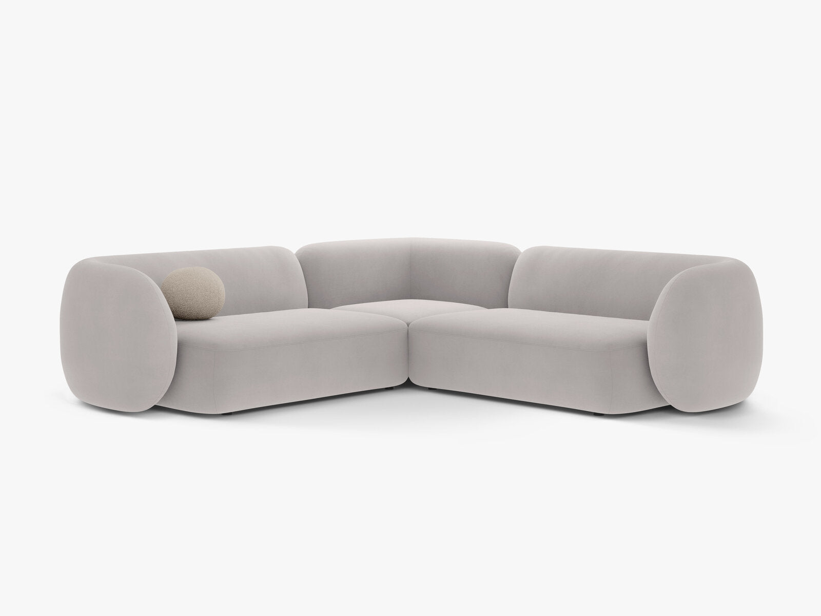 Micadoni Ecksofa Kate 5-Sitzer Samt Hellgrau