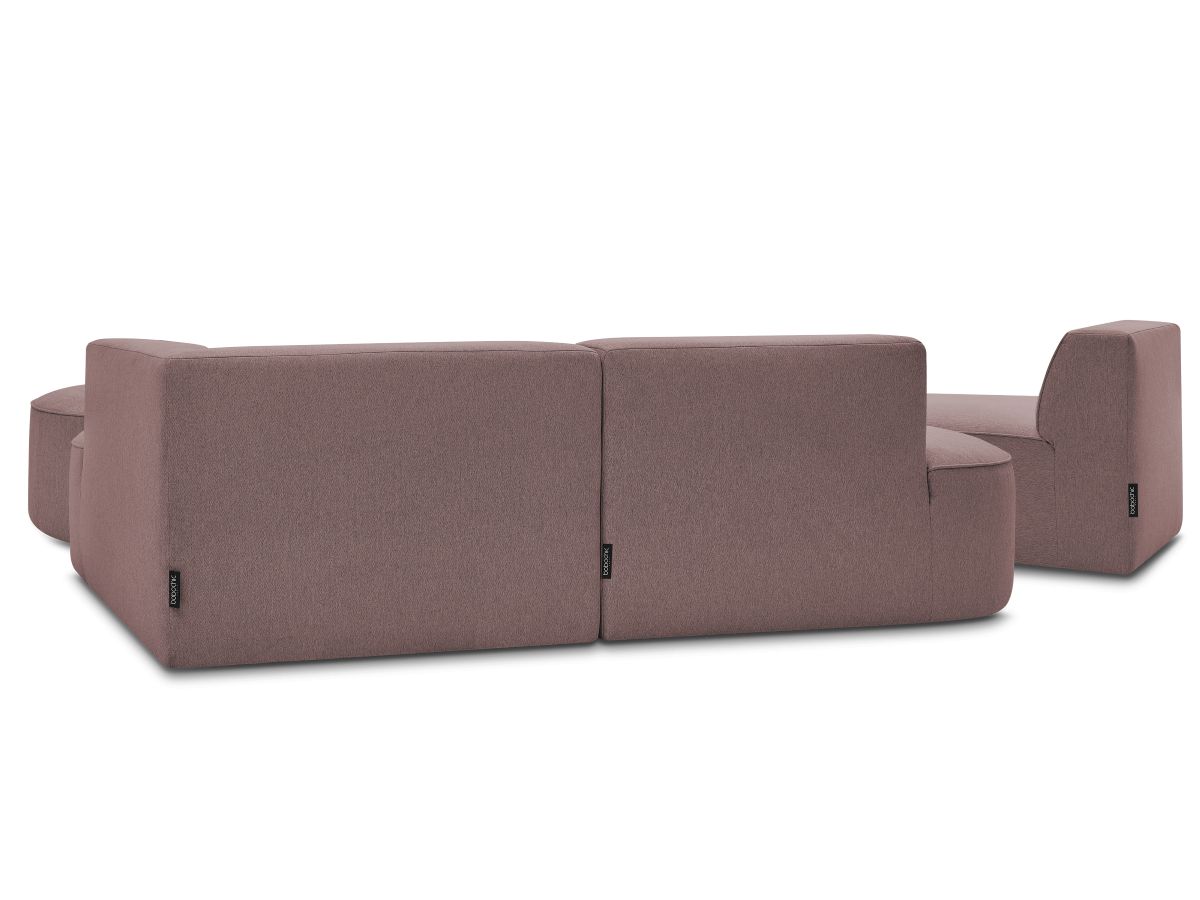 Bobochic Rousseau Ecksofa mit Sofamodul und Pouf Melange-Stoff Rosa Ecke rechts